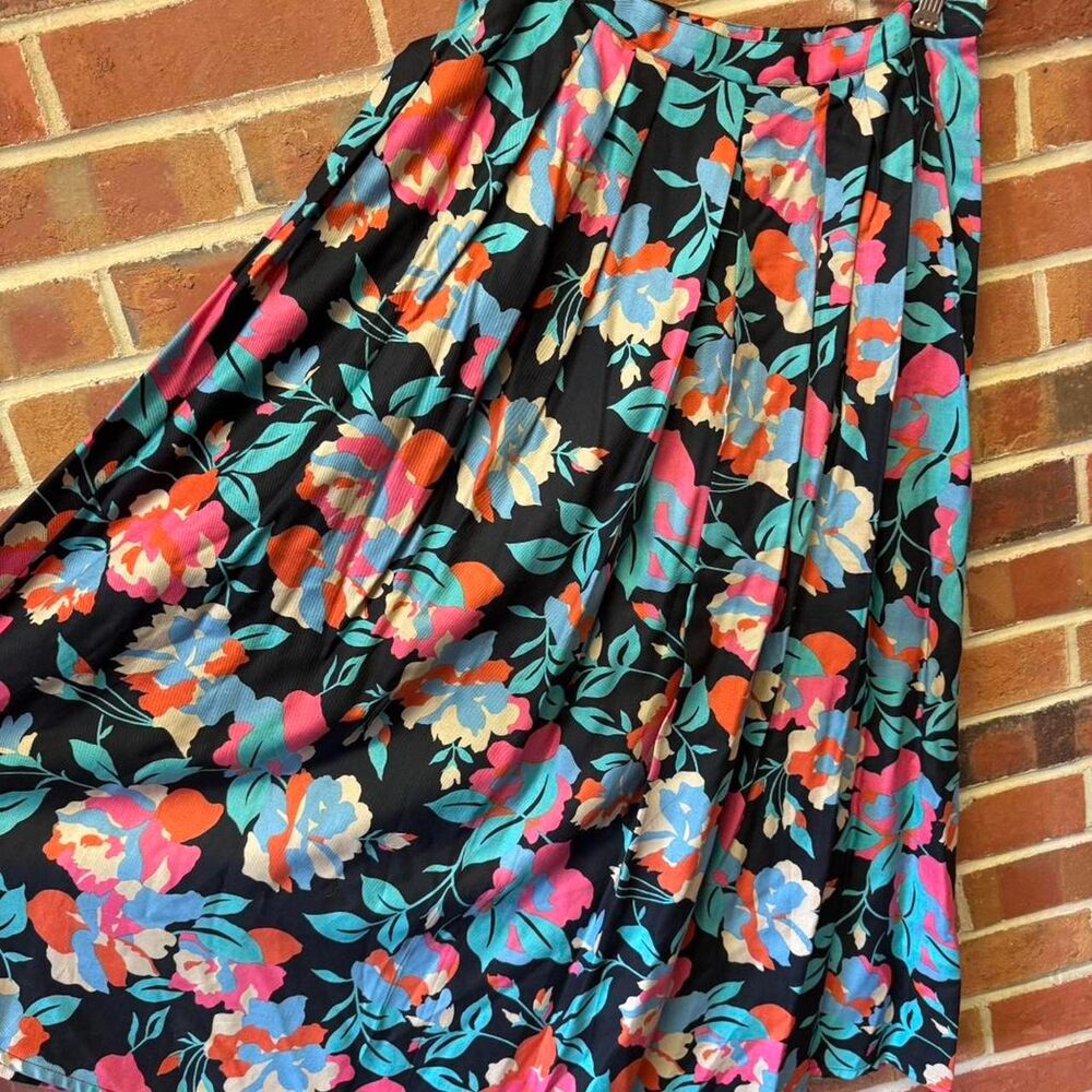 Bonnie Boerer Bright Colorful Floral Vintage Skirt
